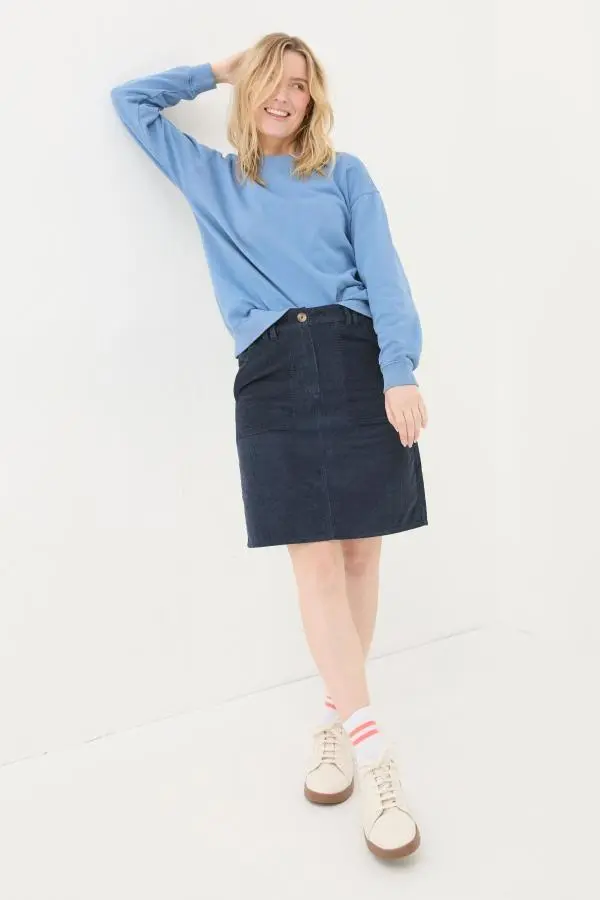 Fat Face - Chesil Dark Navy Cord Skirt