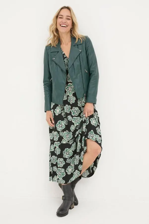 Fat Face - Bethany Green Quilted Biker Jacket