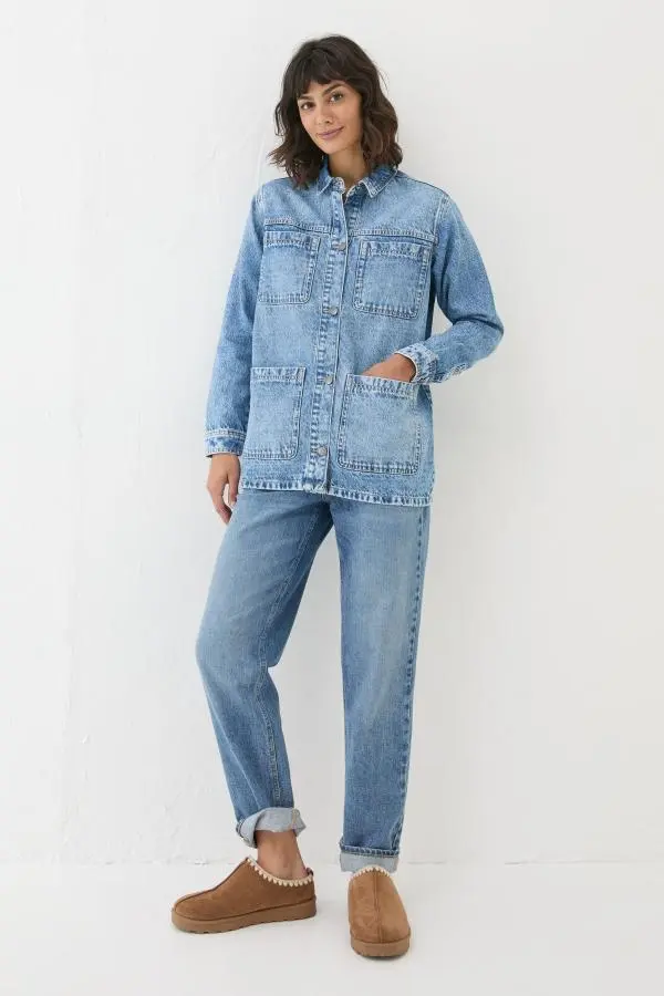 Fat Face - Drew Blue Denim Overshirt