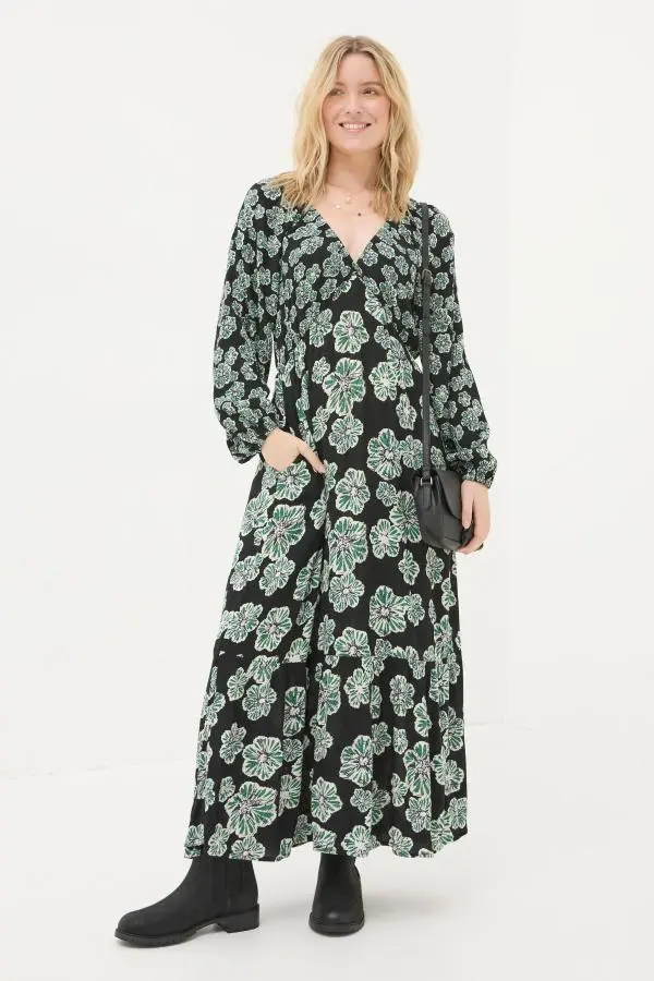 Fat Face - Noelle Black Spaced Floral Midi Dress