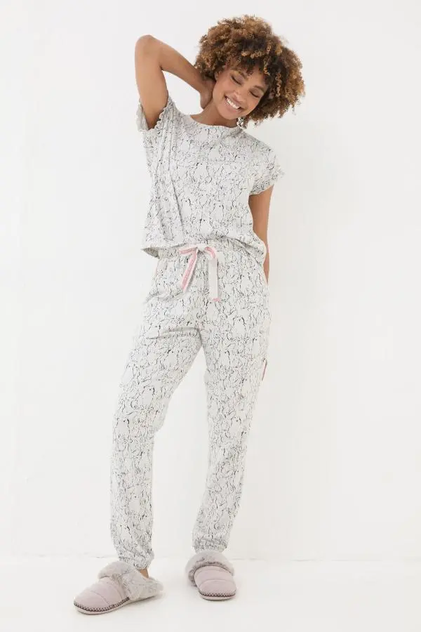 Fat Face - Grey Cotton Bunny Pyjamas Set