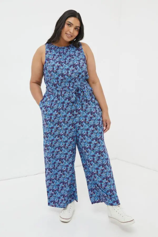 Fat Face - Purple Ink Floral Jumpsuit