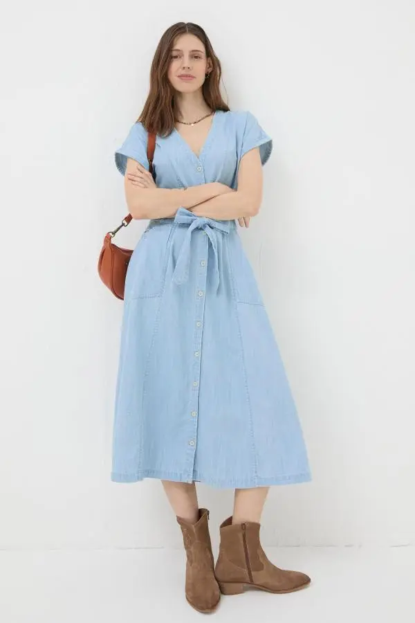 Fat Face - Blue Odette Denim Midi Dress