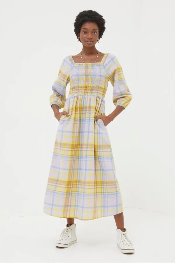 Fat Face - Adele Yellow Midi Dress With Linen