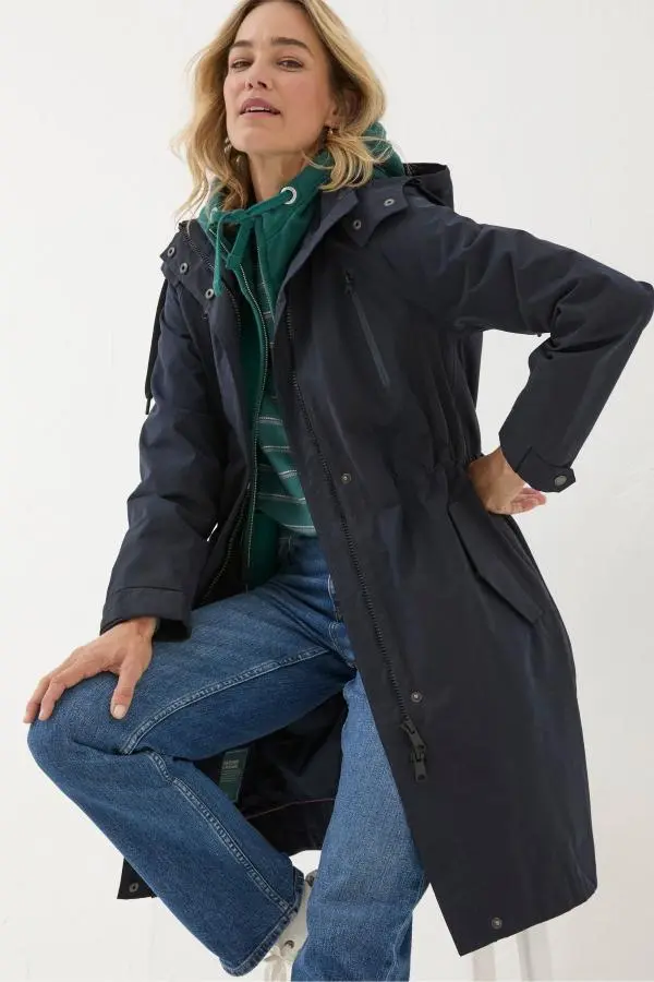 Fat Face - Juno Navy Waterproof Long Coat