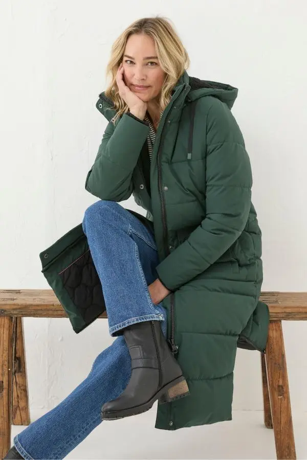 Fat Face - Harley Green Long Puffer Coat