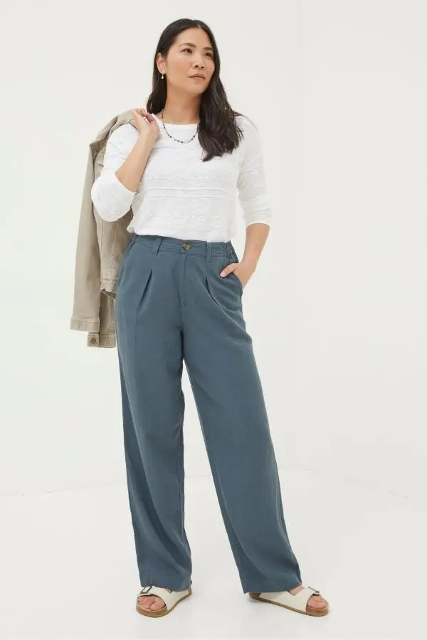 Fat Face - Pendeen Blue Linen Blend Trousers