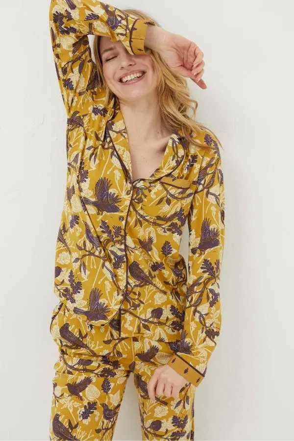 Fat Face - Yellow Lino Birds Nightshirt