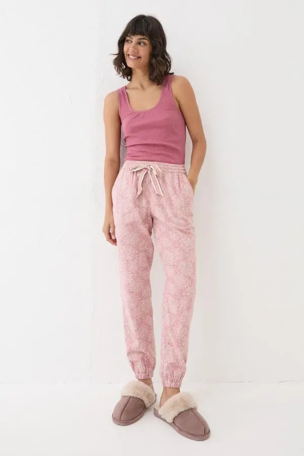 Fat Face - Cora Pink Floral 100% Cotton Pyjama Bottoms