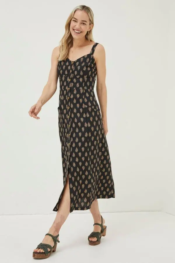 Fat Face - Black Woodblock Corey Linen Dress