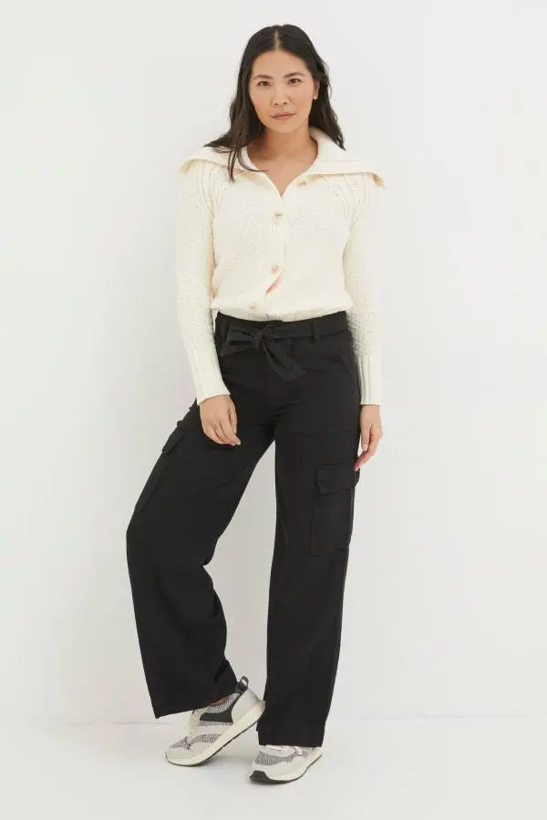 Fat Face - Black Bodi Belted Cargo Trousers