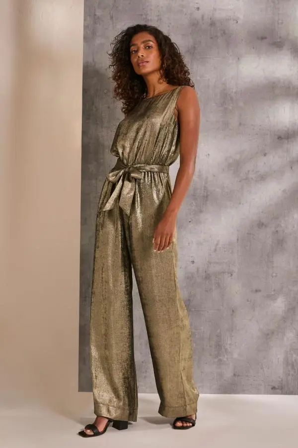 Fat Face - Gisele Gold Metallic Jumpsuit