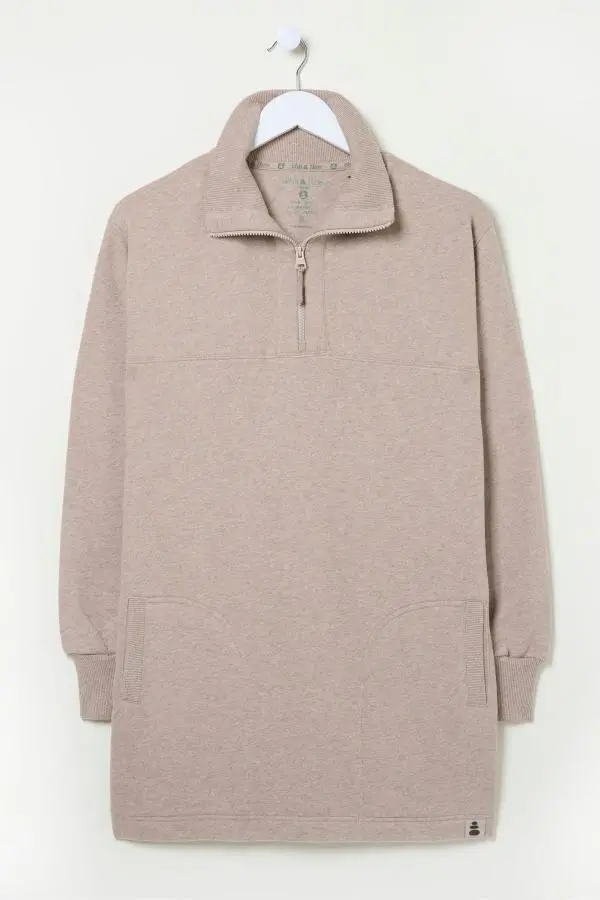 Fat Face - Sutton Natural Half Zip Sweatshirt