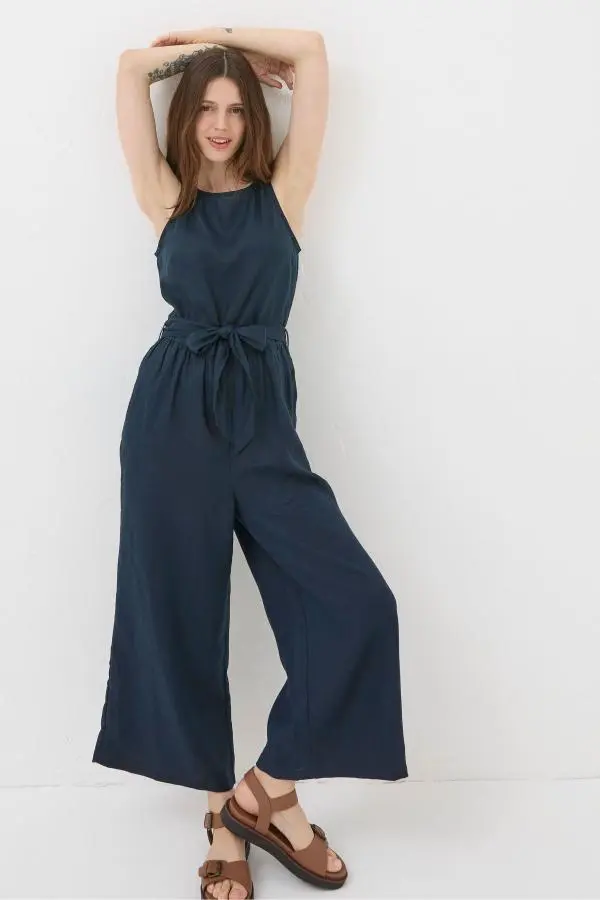 Fat Face - Liz Blue Linen Jumpsuit