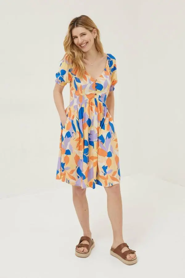 Fat Face - Orange Aideen Stencil Floral Dress