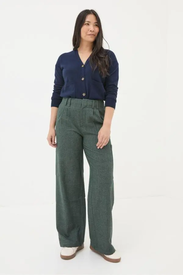 Fat Face - Wessex Dark Green Wide Leg Trousers