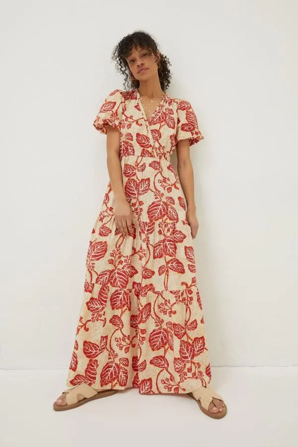 Fat Face - Cream Aubrey Vine Floral Maxi Dress