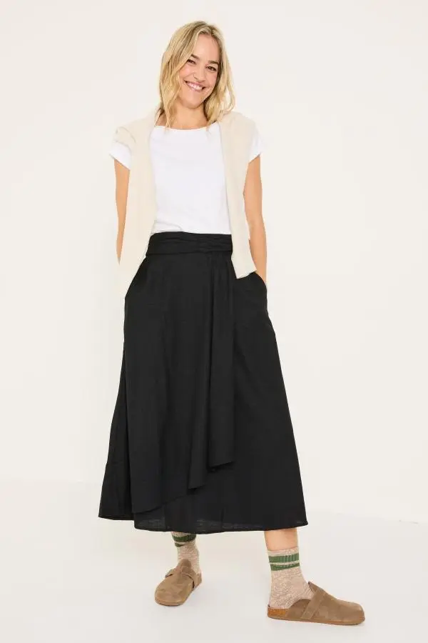 Fat Face - Black Juni Midi Skirt