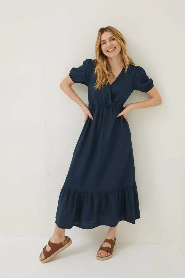 Fat Face - Blue Vivvie Linen Midi Dress