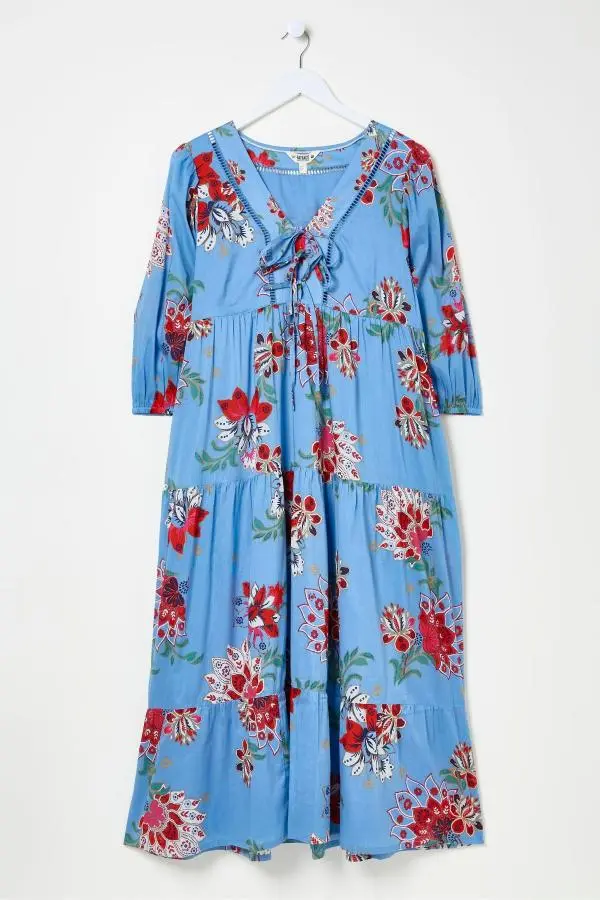 Fat Face - Bright Blue 100% Cotton Frankie Maxi Dress