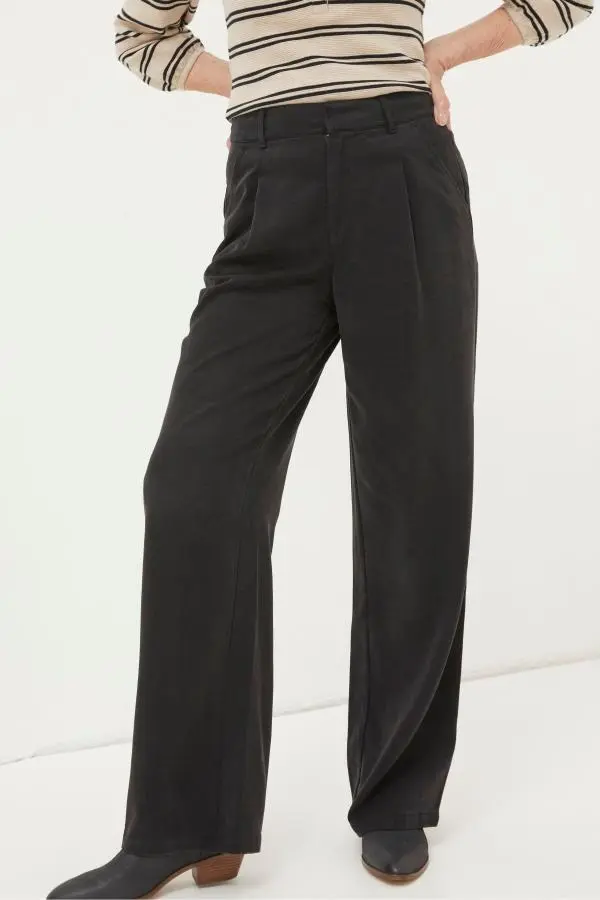 Fat Face - Black Wide Leg Drape Trousers