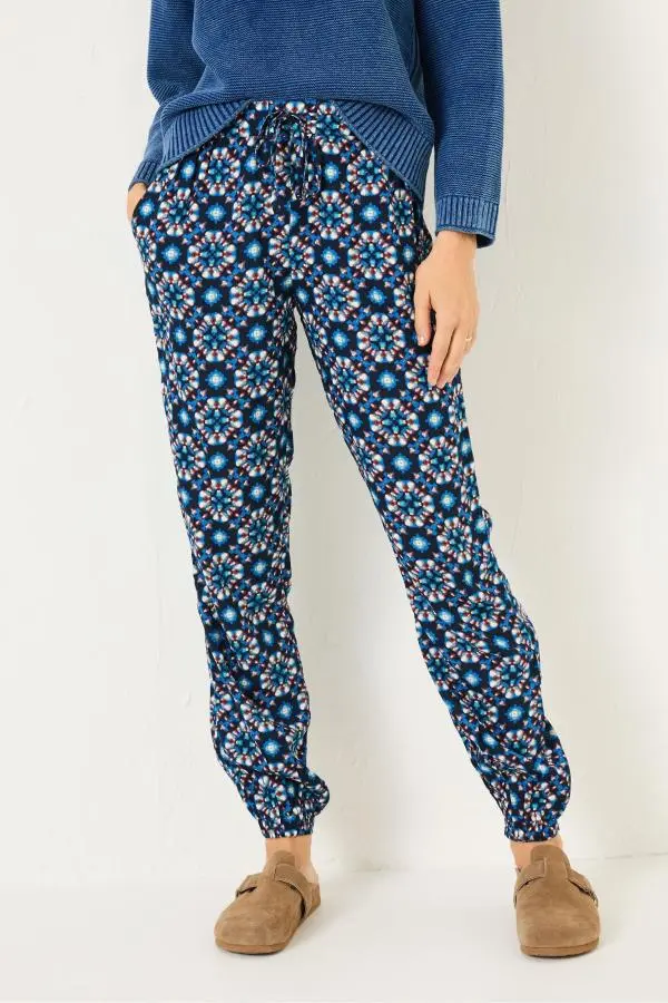 Fat Face - Lyme Indigo Blue Batik Geo Cuffed Jogger