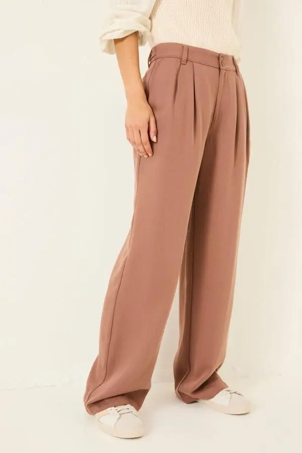 Fat Face - Ginger Terracotta Wide Leg Drape Trousers