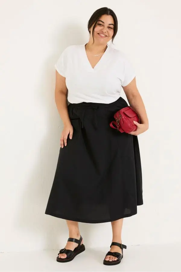 Fat Face - Black Sulli Poplin Skirt