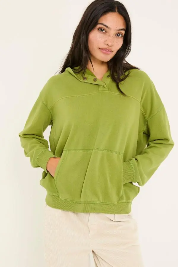 Fat Face - Bex Olive Green Bex Overhead 100% Cotton Hoodie