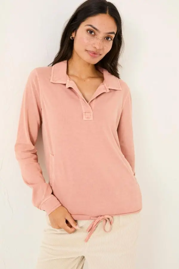 Fat Face - Jess Nude Pink Popover Jersey Shirt