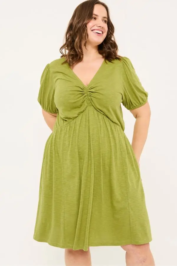 Fat Face - Olive Green Nell Jersey Dress