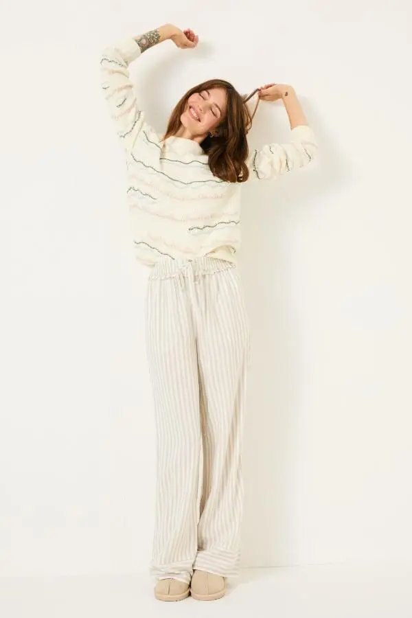 Fat Face - Lola Natural Stripe Pyjama Bottoms