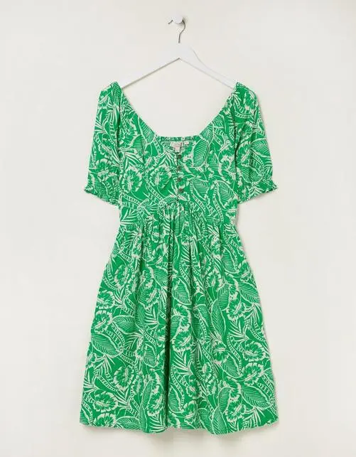 Aideen Linen Blend Leaf Dress