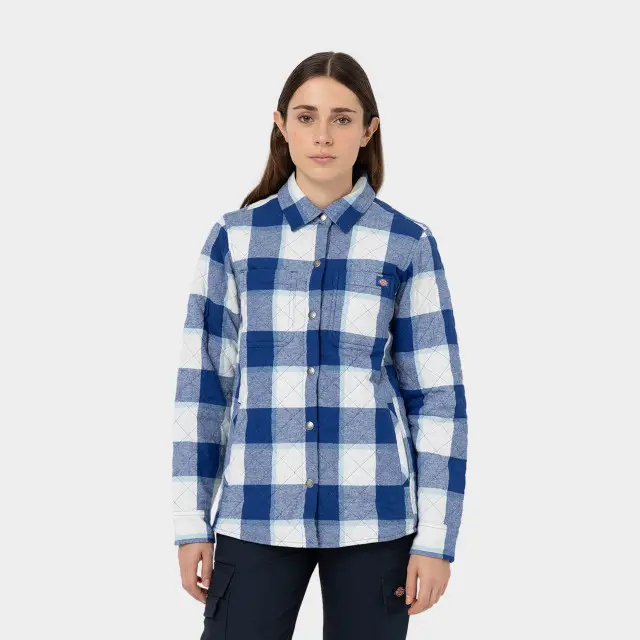 Dickies Women's Flannel Shirt Jacket, Blue