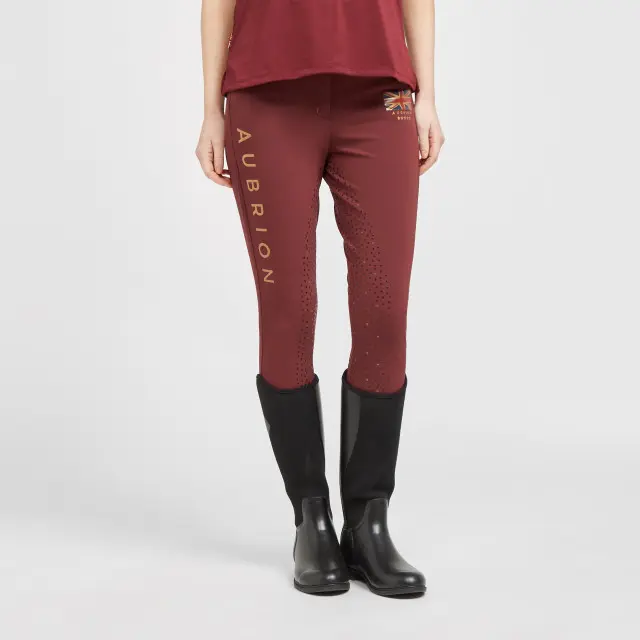 Aubrion Team Breeches Burgundy, Red