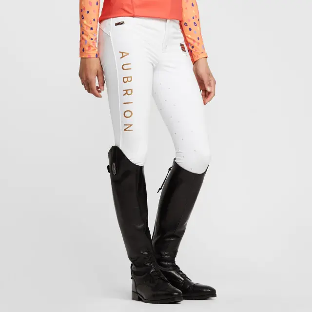 Aubrion Childs Team Breeches White, White