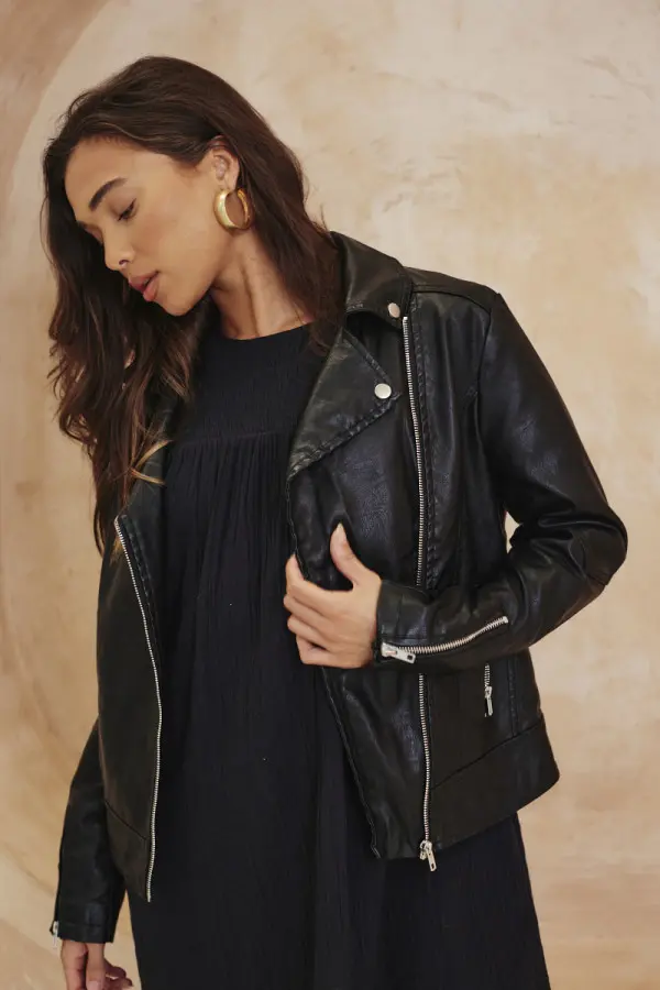 Faux Leather Biker Jacket