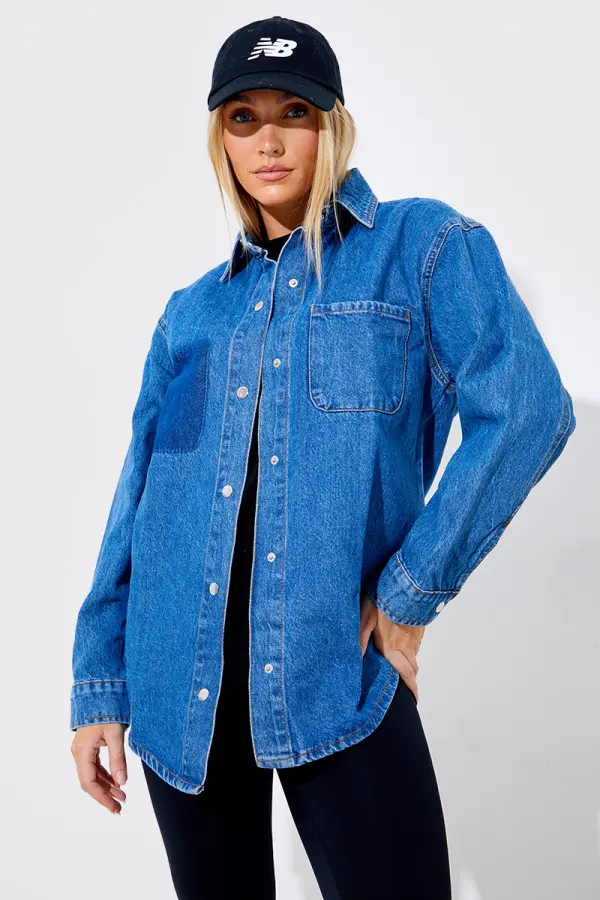 Denim Shirt With Contrast Pocket