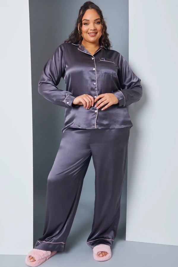 Satin Wide Leg Pj Set