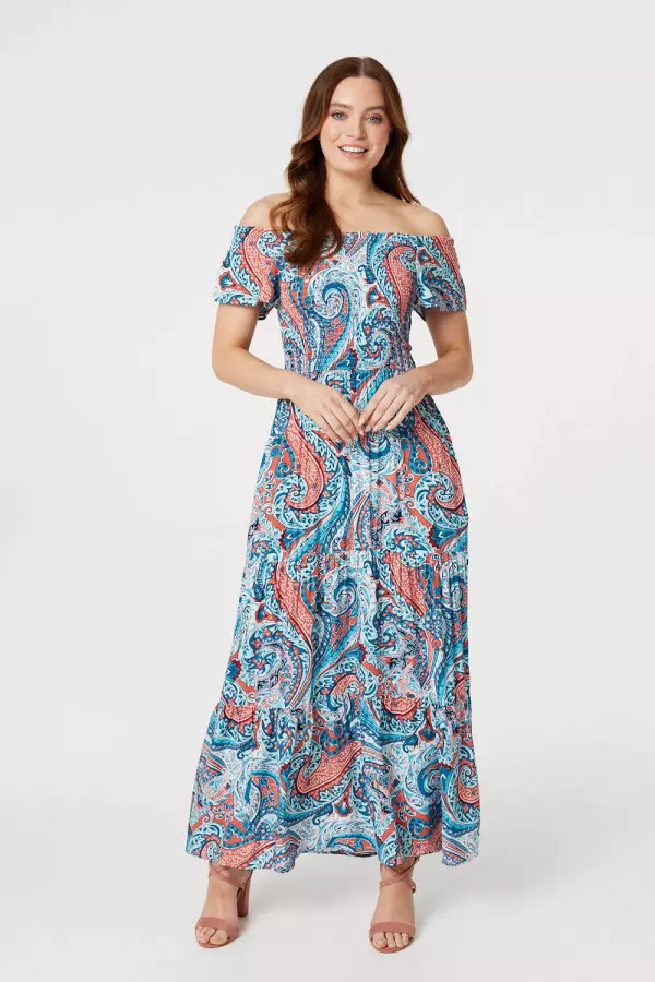 Paisley Square Neck Maxi Dress