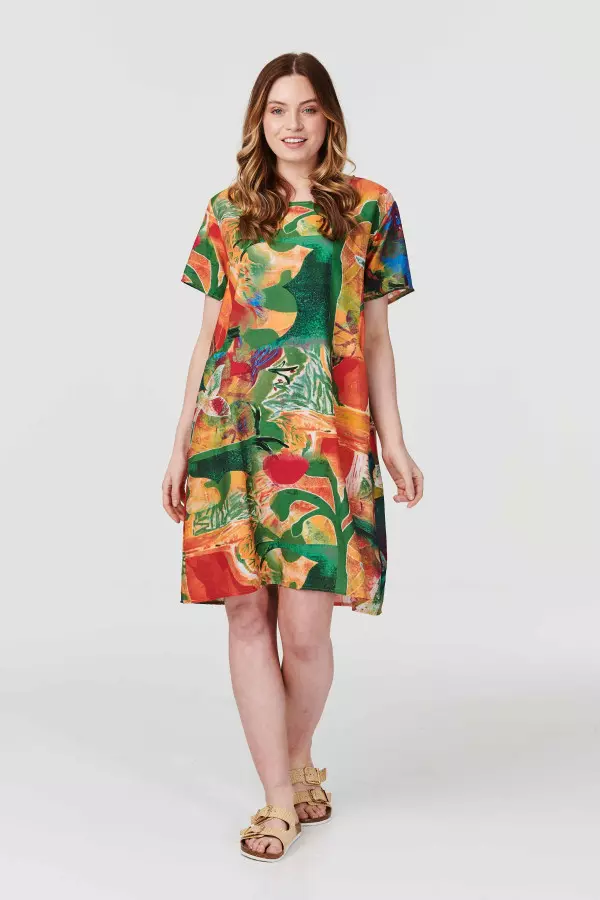 Abstract Print Tunic Dress