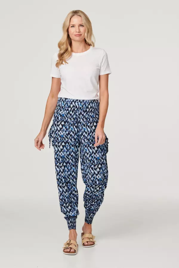 Printed High Waist Tapered Pants