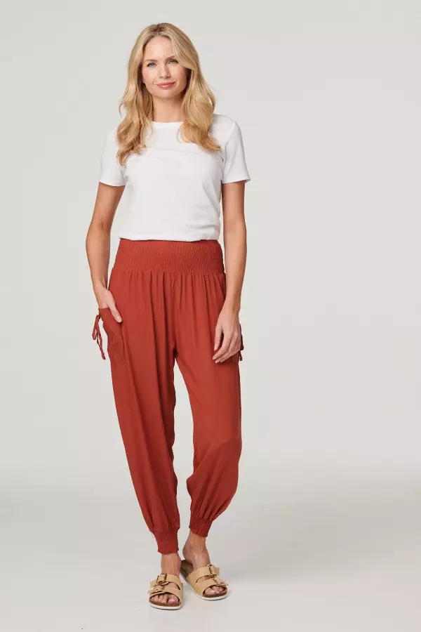 High Waist Pull On Tapered Pants