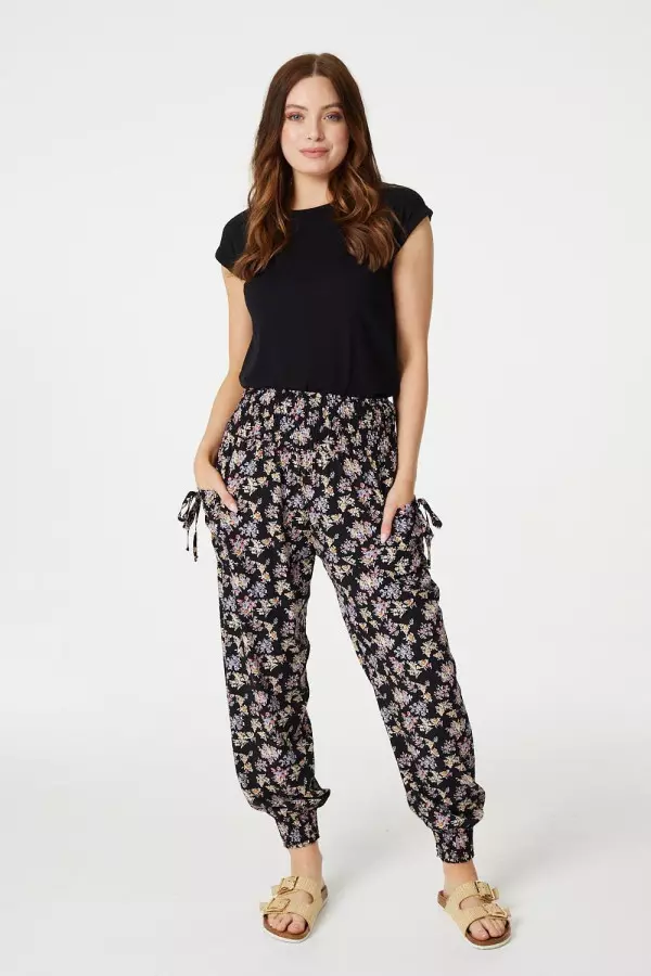 Floral High Waist Harem Pants