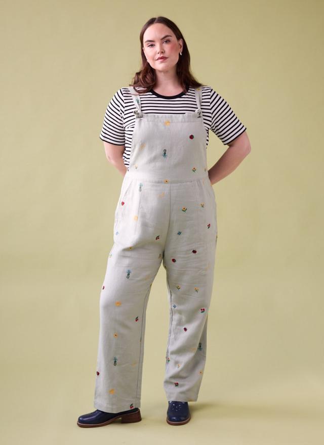 Joanie Clothing Rachel Embroidered Tie Strap Dungarees 