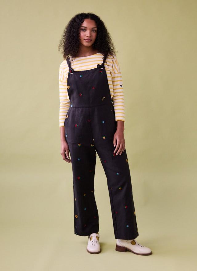 Joanie Clothing Rachel Embroidered Tie Strap Dungarees 