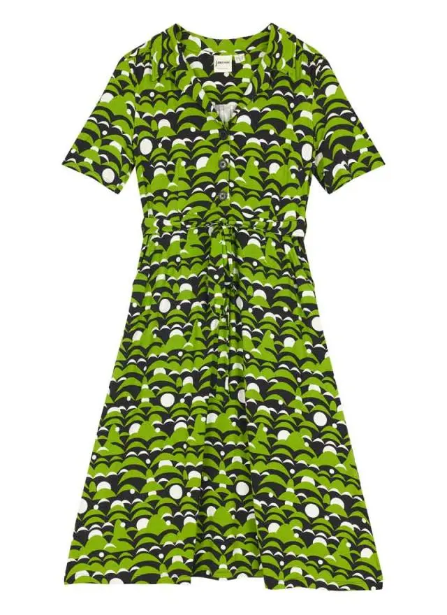 Joanie Clothing Tilly Geometric Print Short Sleeve Tea Dress 