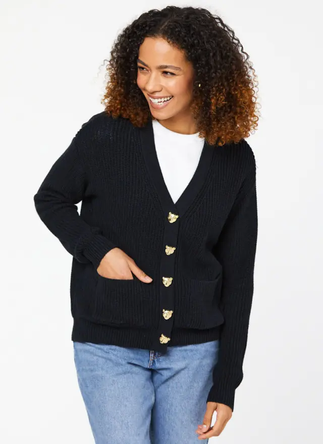 Joanie Clothing Piper Novelty Button Cardigan 