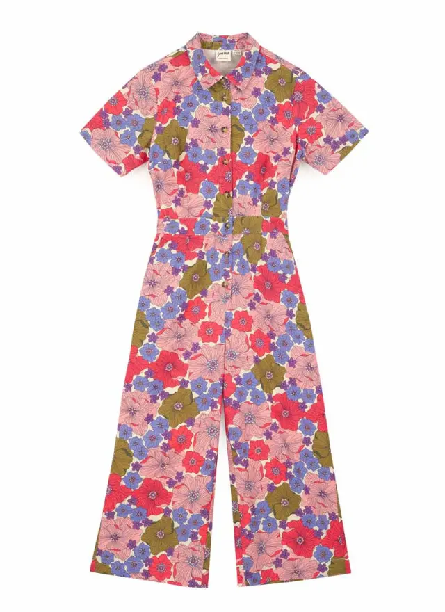 Joanie Clothing Imala Wildflower Print Short Sleeve Boilersuit 