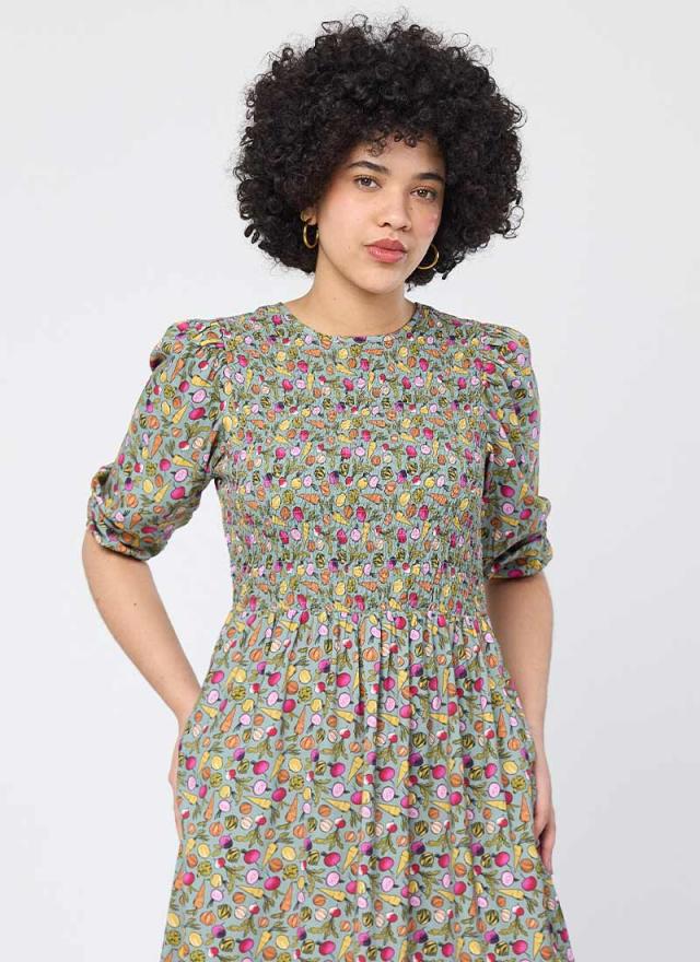 Joanie Clothing Belle Vegetable Print Puff Sleeve Dress 